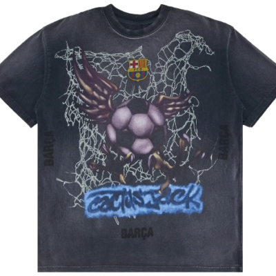 CJ X FC BARCELONA WASHED SPRAY LOGO TEE